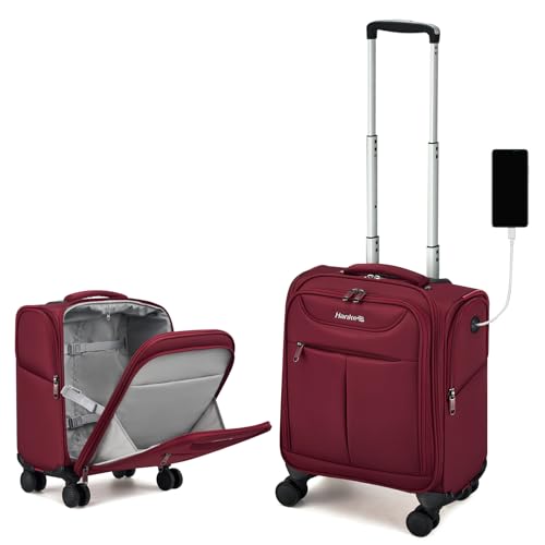 Image of Hanke Underseat Carry On Luggage with Wheels, Lightweight Small Suitcase Airline Approved 16 Inch - Softside Personal Item Travel Bag for Women & Men, Compact Under Seat Luggage with Spinner Wheels