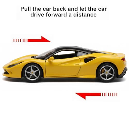 Image of SHAKTISM Die-Cast Metal Car Toy -1:36 Scale, Opening Doors, Pull Back Function, Collectible Toy, Racing Car for Kids Birthday Gift for Boys Girls (Yellow Ferrari Diecast)