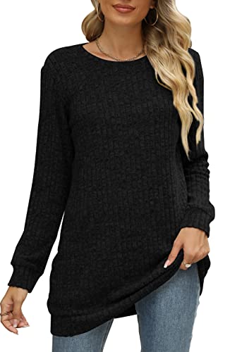 Auremore Womens Fall Fashion 2022 Long Sleeve Tops Black Sweaters for Women