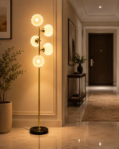 Image of Premium Decorative LED Floor Lamp & Glass Art Collection - Modern FlloNight Light - Unique Aesthetic Home Gift (Diora)