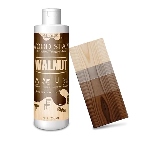 Wood Stain, 8.5oz/250ml Water Based Wood Stain for Indoor and Outdoor Furniture, Cabinet, Wood Panel, Door, Trim and More - Fast Drying, Low Odor＆Non-Toxic, Easy to Apply, Multiple Finishes (Walnut)