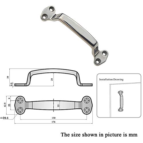 Image of SAIYEN Heavy Duty Marine Grade Handle Stainless Steel Lift Grab Pull Handle,7 Inches