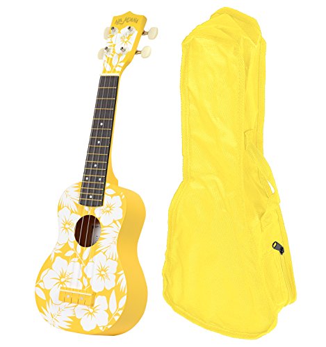 AlaMoana アラモアナ ギアペグ式 ソプラノウクレレ ハイビスカス柄 イエロー UK-100G/HYW (ソフトケース付き)