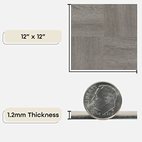 Image of Nexus Self Adhesive 12-Inch Vinyl Floor Tiles, 20 Tiles - 12 inch x 12 inch, Charcoal Grey Wood Pattern - Peel & Stick, DIY Flooring for Kitchen, Dining Room, Bedrooms & Bathrooms by Achim Home Decor