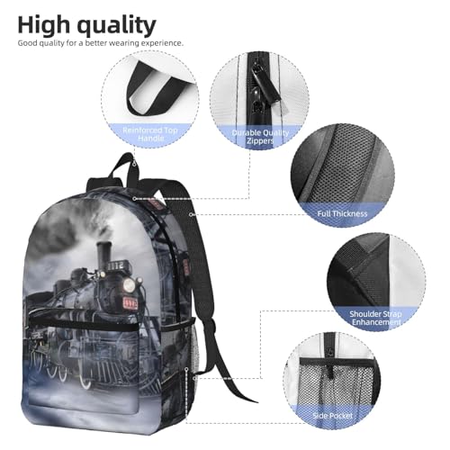 Sac à dos d'école train à vapeur EdWal léger noir pour élève - 5