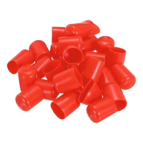 Image of uxcell 88Pcs Rubber End Caps, 16mm(5 /8 inch) ID 22mm(7 /8 inch) Height Round Screw Thread Protectors Flexible Screw Bolt Covers Caps for Metal Tube Rod Bolt, Red