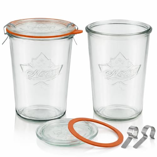 Xieyiwei Sourdough Starter Jar 2-Pack, 0.8L Wide Mouth Glass Jars with Lids, Replacement for Weck 743 Canning Jar, Airtight Food Storage for Sourdough Starter, Pickles, Pasta, Jam, Coffee Beans