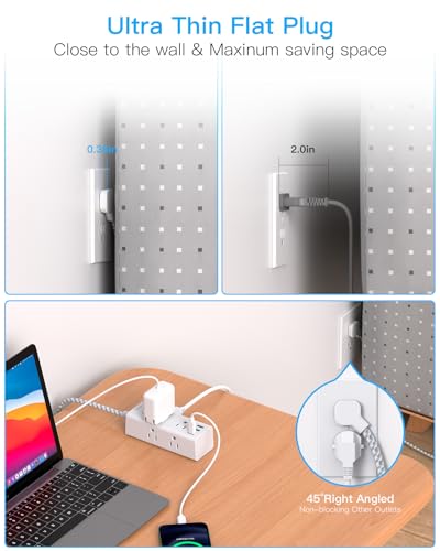 undefined 10 Ft Power Strip Surge Protector - One Beat 6 Widely Outlets with 3 USB Ports(1 USB C), 3 Sided Outlet Extender, Flat Plug Extension Cord, Wall Mount Power Strip for Home Office Travel College Dorm の商品画像 2