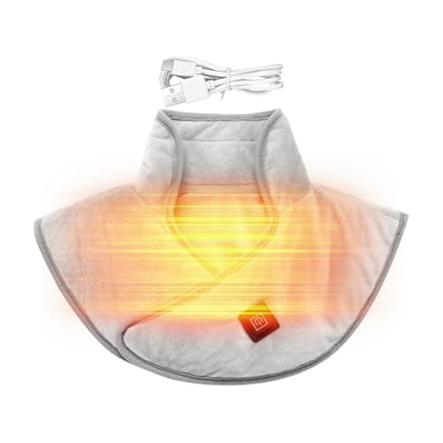 TyCylKu Cojín térmico USB para el cuello, 27 x 27 x 3 cm, de algodón, ultrasuave, para cuello, cuello, hombros, con 3 temperaturas, ajustable a 3 temperaturas, con cable USB, para casa, oficina, coche