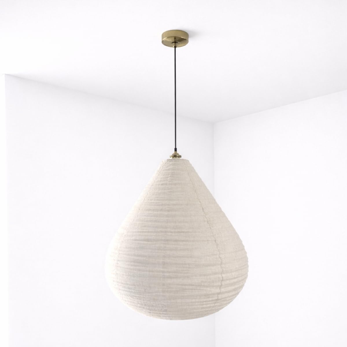 CGC Lighting Indoor Ceiling Handmade Easy Fit Linen Lampshade, Scandinavian Minimalist Style, Non Electrical (Oatmeal Teardop)