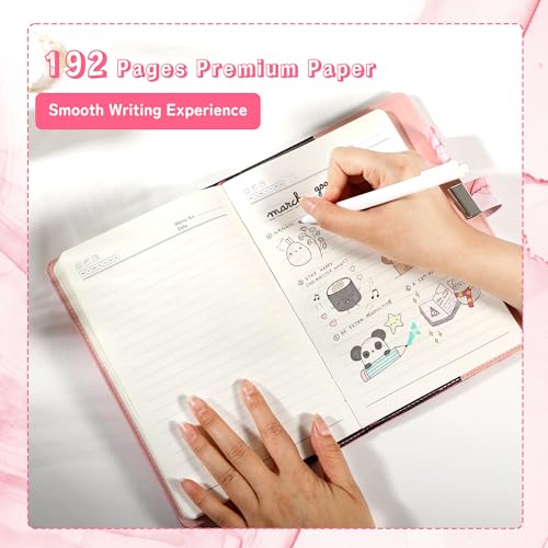 Image of CAGIE Diary with Lock for Girls, A5 Password Refillable Lined Journal Kit Locked Diary, Cute Stuff Christmas Birthday Gifts for Girls 6 7 8 9 10 11 12 13 14 Year Old Girl Toys, Teen Girl Gifts, Pink