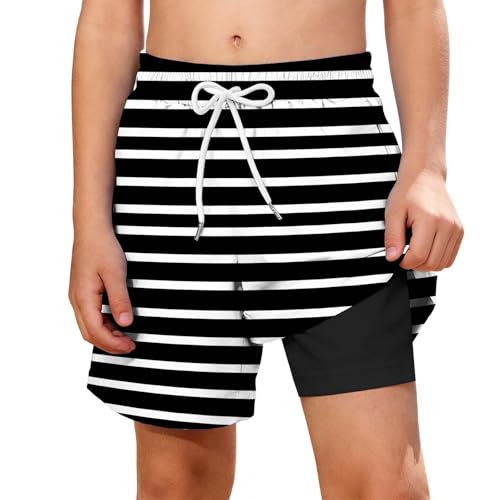 Pantalones cortos de natación 2 en 1 para niños, pantalones cortos de playa para niños, pantalones cortos casuales de verano con cordón, secado rápido, ligeros, protección solar, deportes, surf