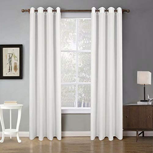 Mvchennl Rich Natural Linen Blend Curtains Soft Grommet 2 Panels Light Reducing Thick Drapes For Living Room/Bedroom/Office/Dining Room Window Treatment, White, 55" Wx102 L #TOP1