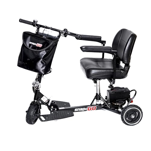 SNAPnGO Three Wheel Portable Mobility Adult Scooter - Aircraft-Grade Aluminum Frame for Top Speeds of 5mph and 13-Mile Range - Folding Feature, 250W Motor, Quick Charge 36V Lightweight Battery