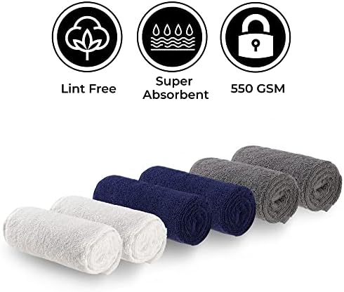 Tag Terry - 100% Cotton Hand Towels - Bathroom Accessories Set - Ultra Soft, Large Multi Colour Hand Towels for Bathroom 70 x 40 cm, 550 GSM - Hand Towels Set (Multi-Colour) (6 Pack)