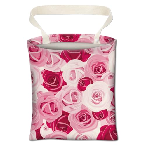 Image of Car Trash Can, Cute Car Trash Bag, Hanging Car Organizer and Storage Bag, Trash Bin for Car Accessories, Vehicle, Travelling, Camping Red Pink Roses