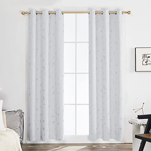 Deconovo Blackout Curtains For Living Room, Curtains 84 Inches Long, Set Of 2 - Constellation Pattern Foil Printed Curtain, Light Blocking Curtains (Greyish White, 42 X 84 Inch, 2 Panels) #TOP1