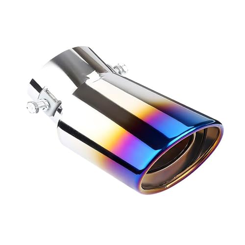 tpnidaii 車外用品 下向き式 マフラーカッター 排気管 エキゾーストチップ マフラー パイプ テールパイプ径38-53mm適応 口径2.5インチ 斜めカット 外装 パーツ ドレスアップ カスタム ステンレス製 (ブルー)