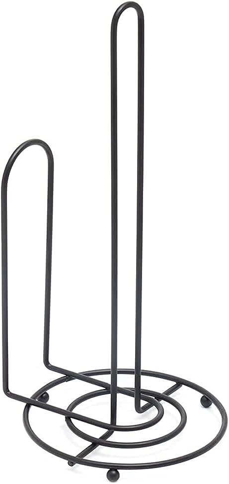 Soporte para toallas de papel para encimera, de Home Basics (negro) | Soporte para toallas de papel de cocina con brazo rasgado y pies antideslizantes | Soporte para toallas de papel contemporáneo 5,75 x 13,25