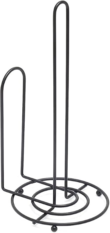 Soporte para toallas de papel para encimera, de Home Basics (negro) | Soporte para toallas de papel de cocina con brazo rasgado y pies antideslizantes | Soporte para toallas de papel contemporáneo 5,75 x 13,25