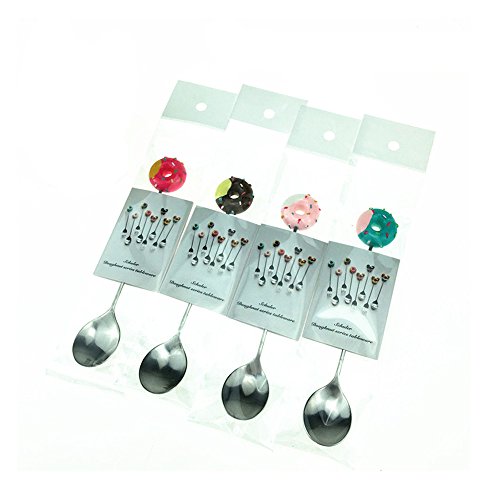 Tangser Little Teaspoons Cute Donut, Stainless Steel Coffee Spoon, Sugar Funny Spoons, Baby Kids Tableware, Dessert Spoon, Multi-Functional Kitchen Tools Set (4 Colors, 4Pcs) #TOP3