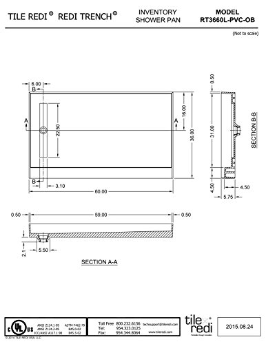 Tile Redi Rt3660L-Pvc-Ob Shower Pan With Left Drain- Single Curb Shower Base, 2" Pvc Drain, And Grate Included, 60" Width X 36" Depth #TOP5