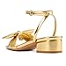 Castamere Women's Bow Knot Heeled Sandals Ankle Strap Buckle Open Square Toe Block Chunky Heels Wedding Dress Bride Fashion 1.4 Inches Heels Gold 11 M US