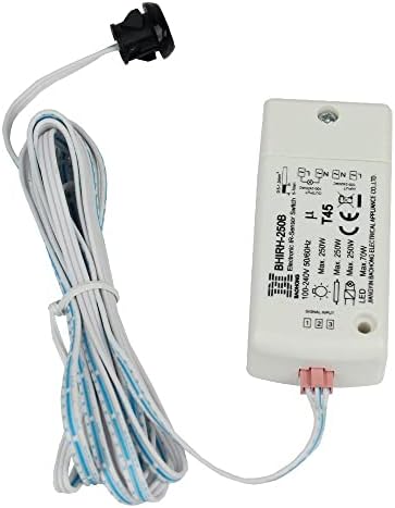 Inside Cabinet Switch -HoneyFly Infrared Sensor Switch Used Inside Cabinet (Open Door, Light on/Close Door, Light Off), Light Switch 250W (Max.70W for LEDs),100-240v 6.56ft Cable,5-10CM Detection Range CE