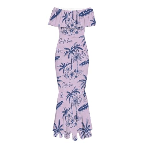 Image of Polynesian Dresses for Women Off Shoulder Maxi Dress Puletasi Samoan Dresses S-7XL