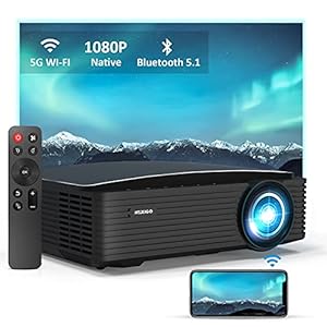 NexiGo PJ20 Outdoor Projector, 350 ANSI Lumens, Movie Projector with WiFi and Bluetooth, Native 1080P, Dolby_Audio Sound…