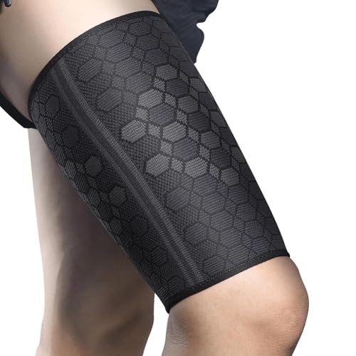 2 Pezzi Manga de Compresión de Muslo,Musleras Compresion Hombre Mujer,Muslera Elásticas Deportiva,Para Recuperación Esguince,Transpirable y Antideslizante(L,45-53cm)