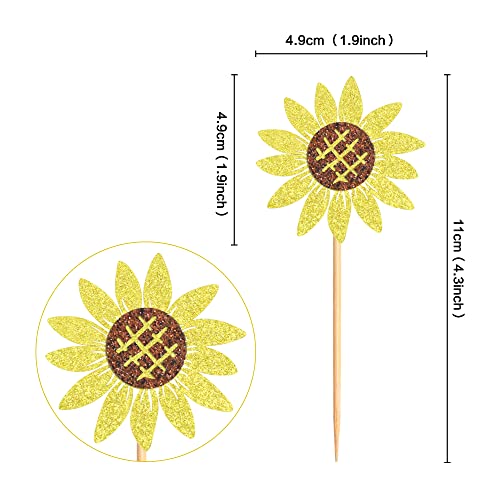 Ercadio Gold Glitter Sunflower Cupcake Toppers #TOP26