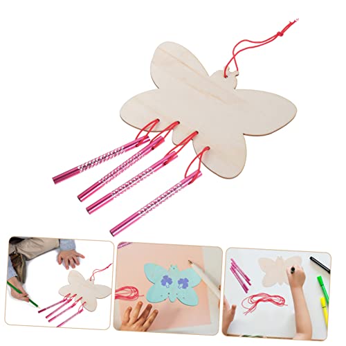 Villcase 24 Sets Wooden Wind Chimes Hand Decor Diy Wind Chimes Rabbit Decor Diy Craft Graffiti Wind Bell Paintable Wind Bell Wood Child Material Coloring Kids Decor Wood Doodle Wind Chime #TOP3