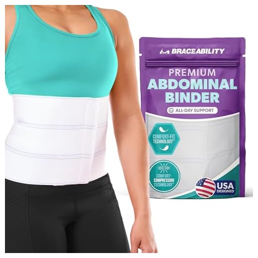BraceAbility Abdominal Stomach Binder - Belly Band Compression Wrap for Diastasis Recti, Postpartum Pain, Hernia Treatment, C-Section, Liposuction Post-Surgery Ab Recovery for Men and Women (M/L 9")