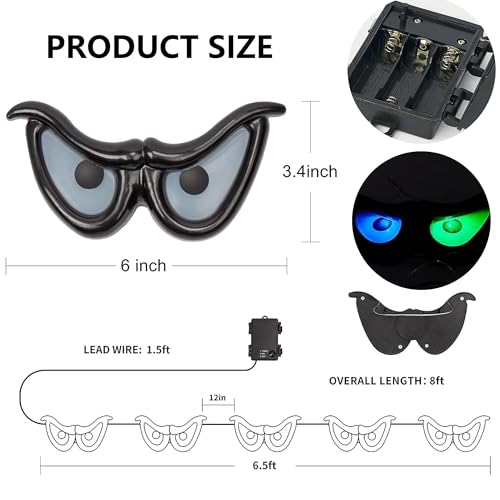 Dazzle Bright 10 LED RGB Flashing Eyes Halloween Decorations, Battery Operated Light up Waterproof Halloween Lights for Indoor Outdoor Room Yard Garden Party2