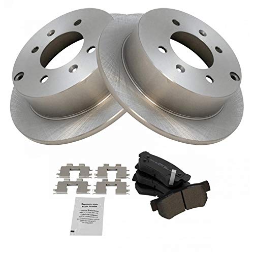 Image of TRQ Rear Brake Pad and Rotor Set Semi Metallic Solid Rotors | For 1999-2005 Hyundai Sonata 2001-2006 Kia Optima