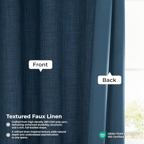 Image of HPD Half Price Drapes Grommet Linen Curtains 120 Inches Long Room Darkening Curtains for Bedroom & Living Room (1 Panel), 50W x 120L, Nightfall Navy