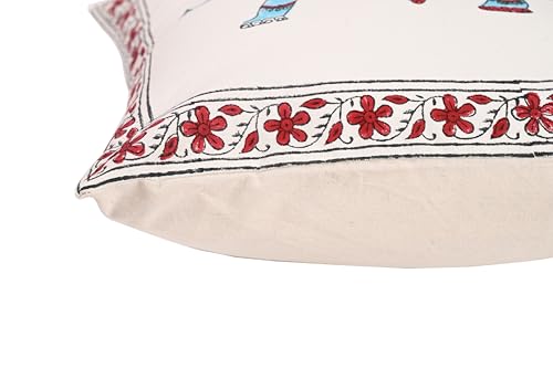 Image of Cushion Covers 16x16 Inch - Hand Block Floral Print Pillow Covers for Sofa, Couch & Bedroom Multicolor, (Pack of 5)