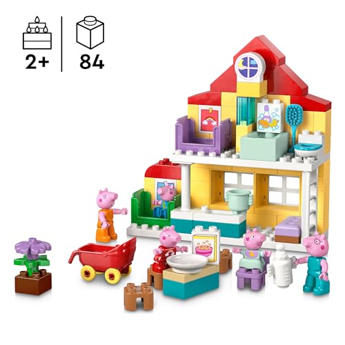 Image of LEGO DUPLO Peppa Pig Family House Building Kit with Full Family of 5 Peppa Pig Figures - 10467