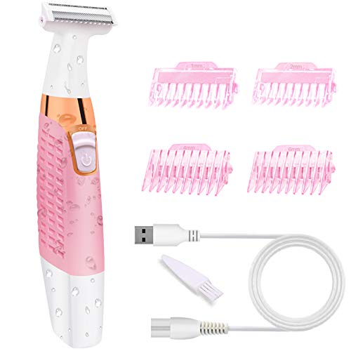 Women's Electric Shaver Bikini Trimmer Hair Razor for Women Ladies Electric Body Hair Remover for Lips Underarms Arms Legs Bikini Area - Painless & Rechargeable & Wet and Dry Hair Removal with Combs