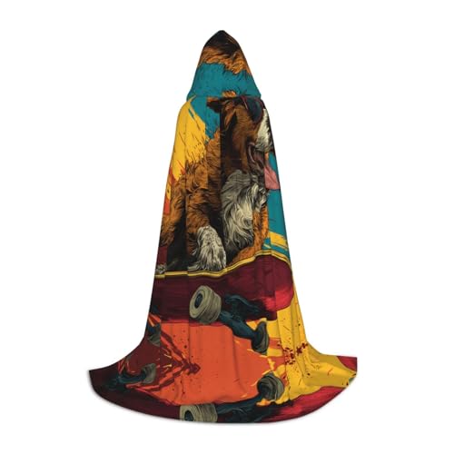 ZQYTGFDC Capa con capucha para adolescentes con diseño de perro en monopatín para disfraces de cosplay de Halloween