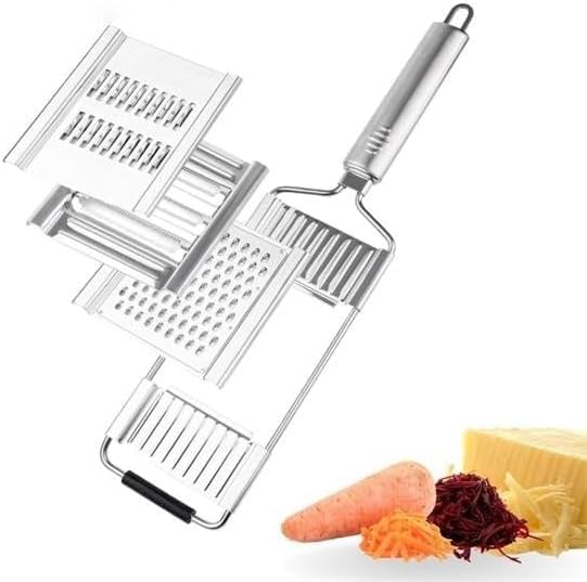 Orret Home 4 Bıçaklı Metal El Rendesi – Mandolin Tipi Çok Amaçlı Rende ve Dilimleyici, Peynir Sebze Meyve Doğrayıcı, Paslanmaz Çelik Gövde, Ergonomik Saplı Pratik Mutfak Aleti
