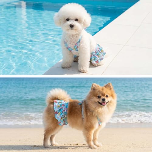 Image of CuteBone Dog Bikini Dress, Stylish Swimsuit Costume for Small Dogs, Comfortable & Adjustable Puppy Bathing Suit, Soft Outfit Pet Apparel for Beach, Pool and Summer Fun DB35XS
