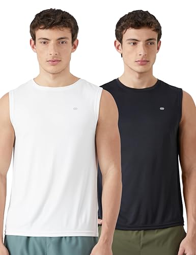 Image of Amazon Brand - Symbol Men's Polyester Color Block Active Regular Fit Sports | Round Neck | Sleeveless T-Shirt