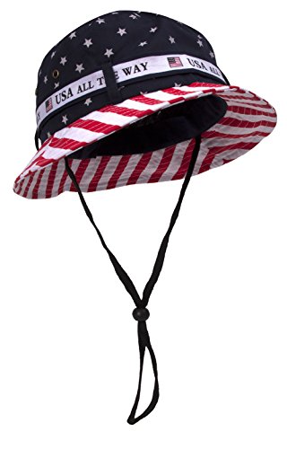 TOP HEADWEAR Cotton Twill USA American Flag Bucket Hat USA All The Way Boonie, S/M - Thumbnail 5