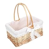 STOBAZA Cesta Pequeña de Mimbre Tejida Mano con Asa Cesta Vintage para Picnic y Almacenamiento Multifuncional Resistente y Decorativa para Fiestas y Uso Diario