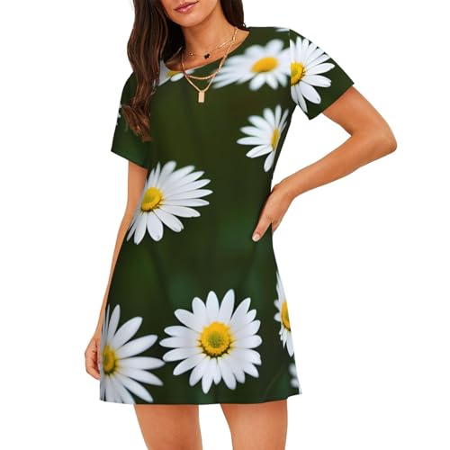 Chemise de nuit anti-chaleur légère et fluide avec motifs floraux