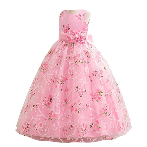 Flower Girl Lace Dress Sleeveless, Length Dress Floral Embroidered Toddler Tulle Dresses for Girls