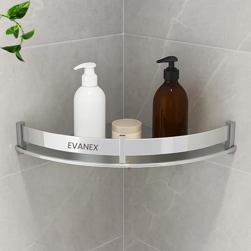 Image of EVANEX Corner Shelf for Bathroom 9x9 inch Multipurpose Storage Rack | 304 Stainless Steel Corner Shelf for Kitchen and Bathroom | Wall Mount Storage Rack for Toiletries