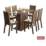 Conjunto de Mesa Madesa Adelle c 6 Cadeiras Rustic Floral Hibiscos SE